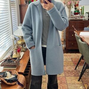 Eileen Fisher Women's Zipper 100% Wool Coat Jacket Blue-Gray Size M